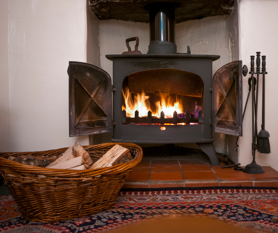 wood burning fireplace