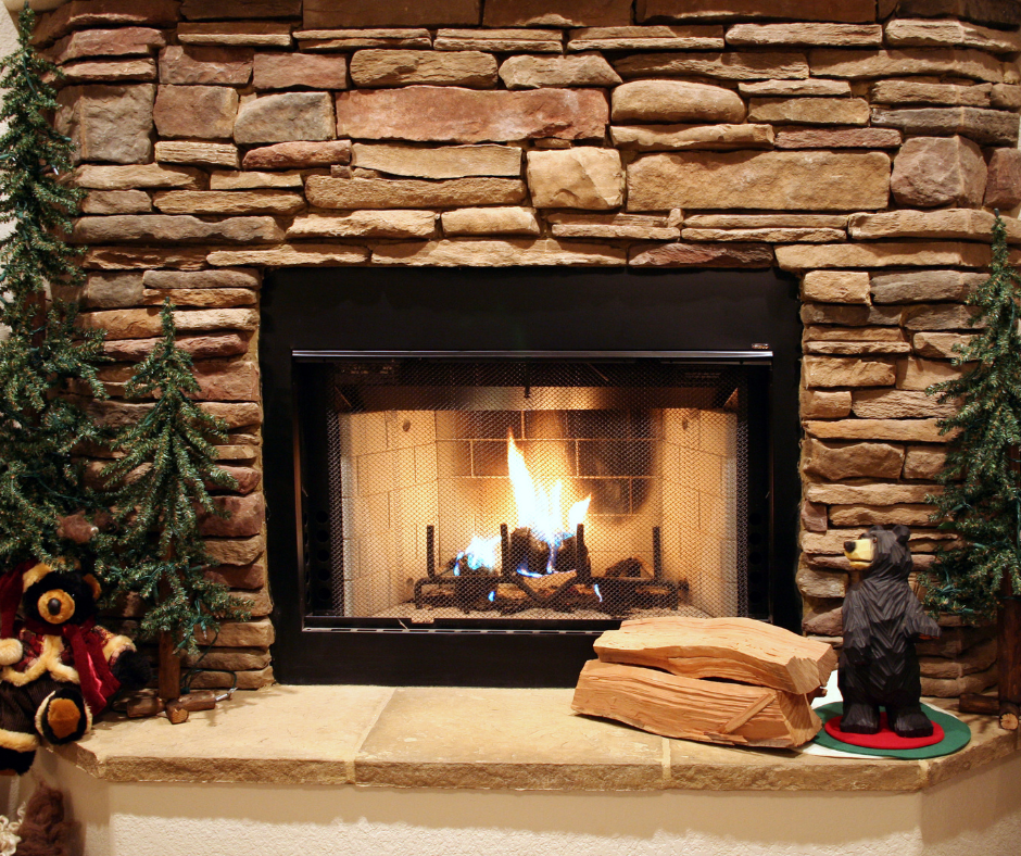 wood burning fireplace