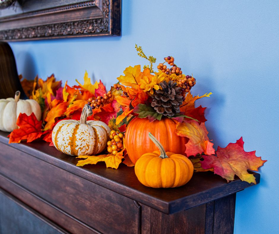 fall fireplace mantel